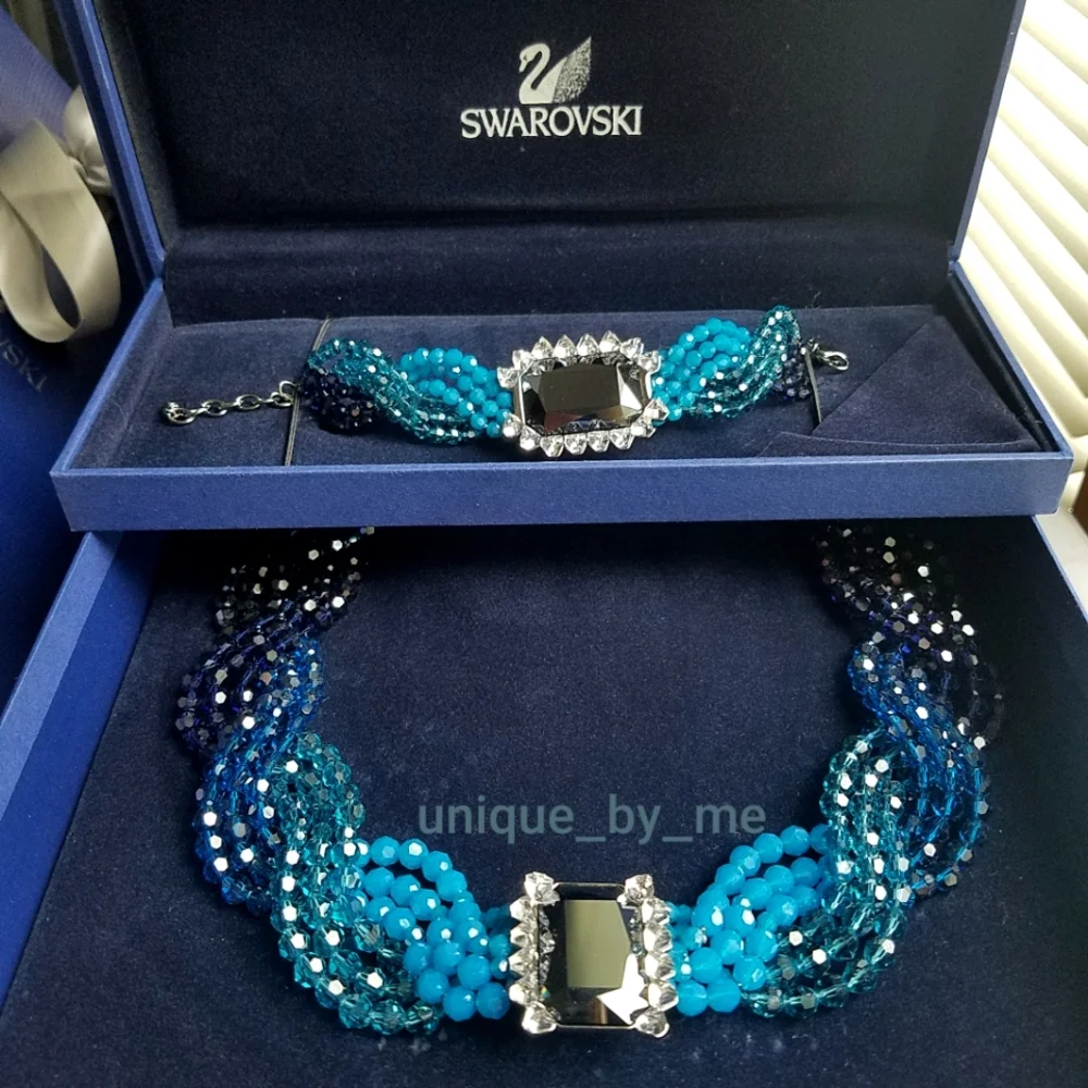 AUTHENTIC Swarovski Player Necklace & Bracelet SET RARE